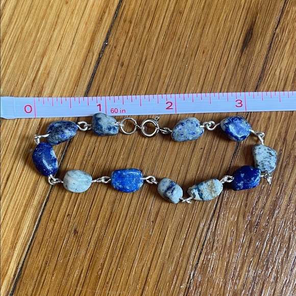 NWOT Artisan Hand Crafted Silver Plated and Lapis Bracelet - Picture 3 of 4